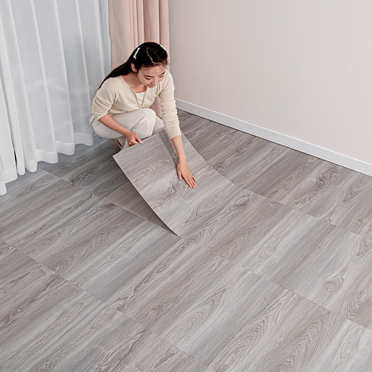 15/30 Pack 3D Vintage Wood Grain Self-Adhesive Anti-Slip Flooring Tiles