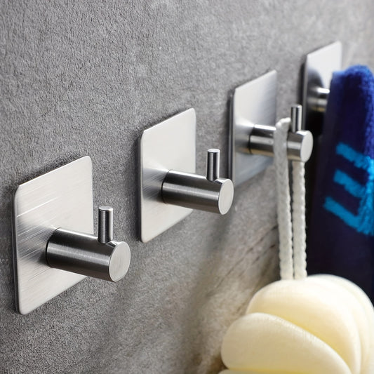 4-Pack Heavy-Duty Waterproof Stainless Steel Robe & Towel Hooks