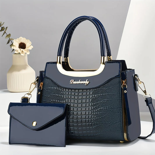 Faux Leather Handbag with Wallet