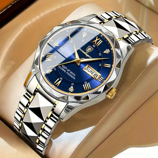 Luxury Brand Stainless Steel Luminous Quartz Watch for Men